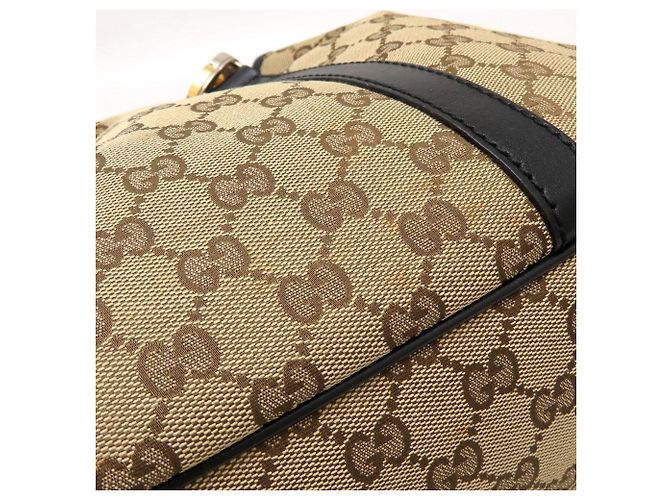 Borsa tote Gucci in tela GG e pelle Nero Beige - vista 15