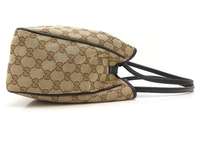 Borsa tote Gucci in tela GG e pelle Nero Beige - vista 3
