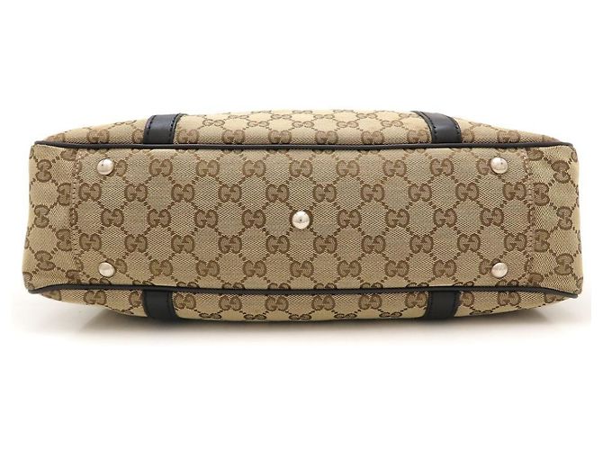 Borsa tote Gucci in tela GG e pelle Nero Beige - vista 4