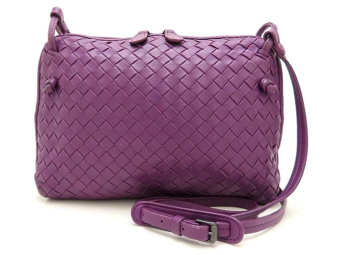 Borsa a Spalla Bottega Veneta Nodini Intrecciato Porpora - vista 2
