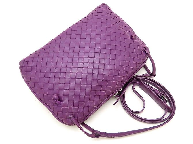 Borsa a Spalla Bottega Veneta Nodini Intrecciato Porpora - vista 5