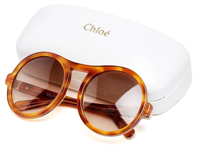 Chloé Maxi Round Oversized Sonnenbrille Light Havana Braun - Ansicht 5