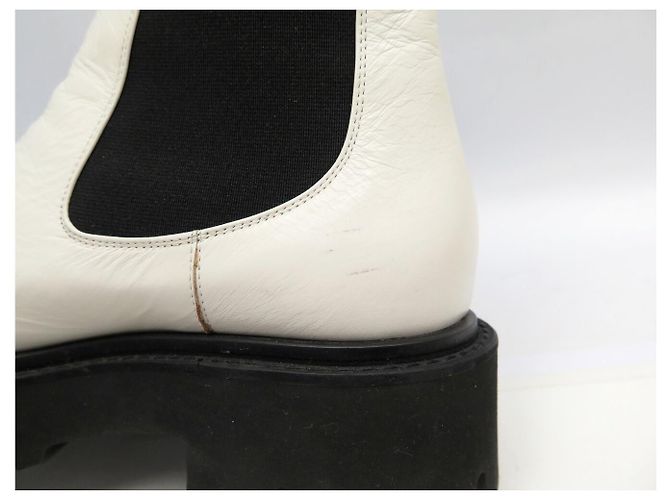 NUOVE STIVALETTI CHANEL LOW BOOTS G38218 37 PELLE BIANCA & NERA LOGO CC SCATOLA E SACCHETTO - vista 13