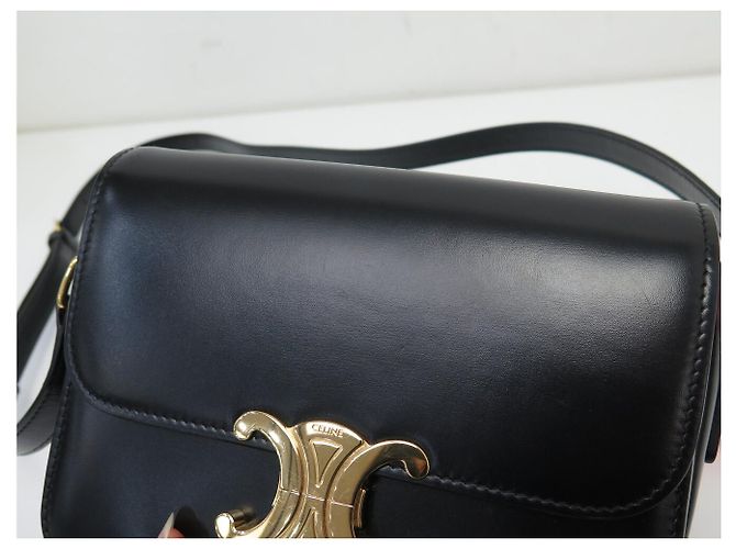 Céline NUOVA BORSA CELINE TRIOMPHE TEEN 188423 PELLE DI VITELLO LUCIDA CON TRACULLA Nero - vista 13
