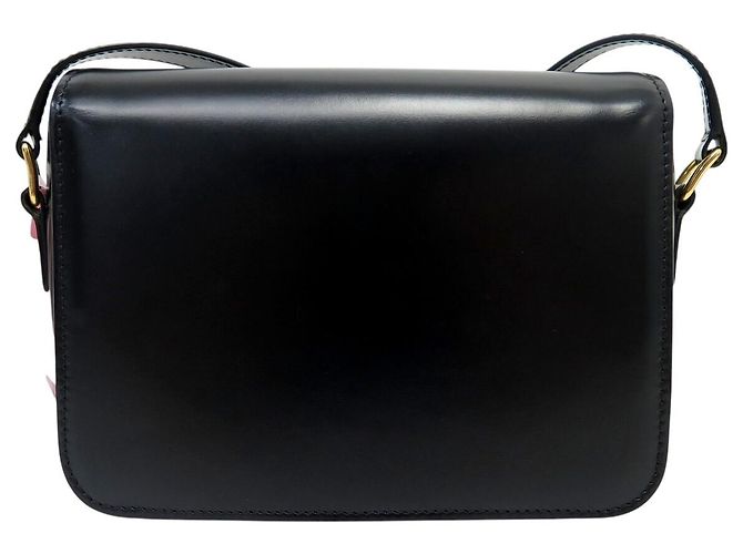 Céline NUOVA BORSA CELINE TRIOMPHE TEEN 188423 PELLE DI VITELLO LUCIDA CON TRACULLA Nero - vista 2