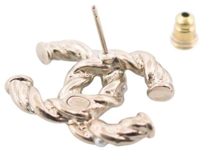 NUOVI ORECCHINI CHANEL LOGO CC PERLE STRASS IN METALLO DORATO D'oro - vista 5
