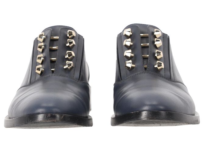 Scarpe Derby Balenciaga Studded in pelle blu navy - vista 4
