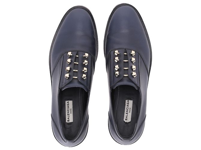 Scarpe Derby Balenciaga Studded in pelle blu navy - vista 6