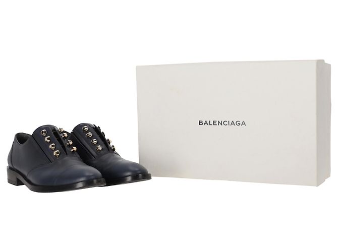 Scarpe Derby Balenciaga Studded in pelle blu navy - vista 7