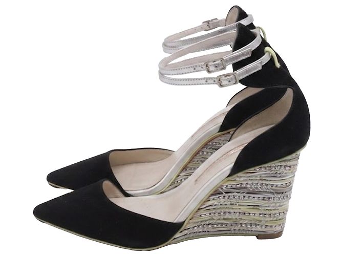 Décolleté con zeppa Lexi decorati con perline di Sophia Webster in scamoso nero - vista 4