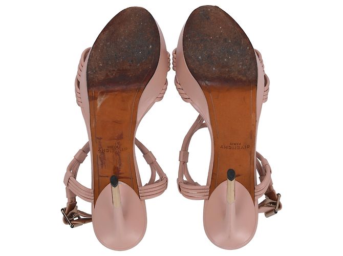 Sandali con plateau e listino a T di Givenchy in pelle beige - vista 5