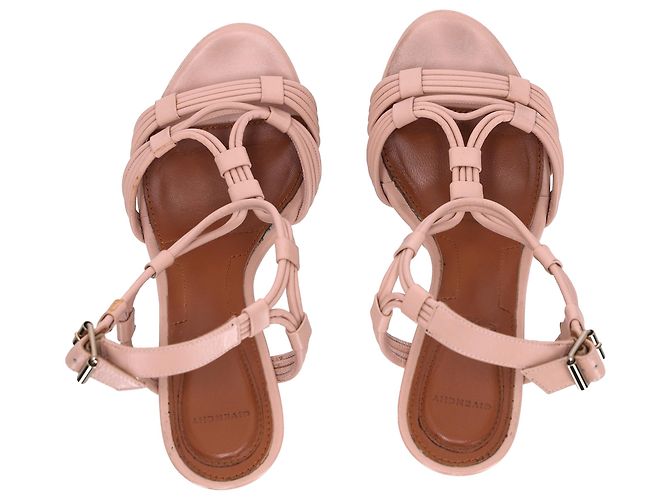 Sandali con plateau e listino a T di Givenchy in pelle beige - vista 6