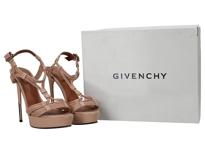 Sandali con plateau e listino a T di Givenchy in pelle beige - vista 7