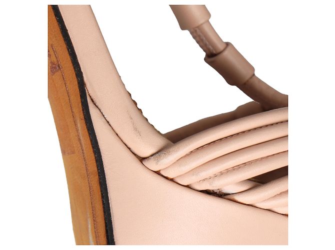 Sandali con plateau e listino a T di Givenchy in pelle beige - vista 9