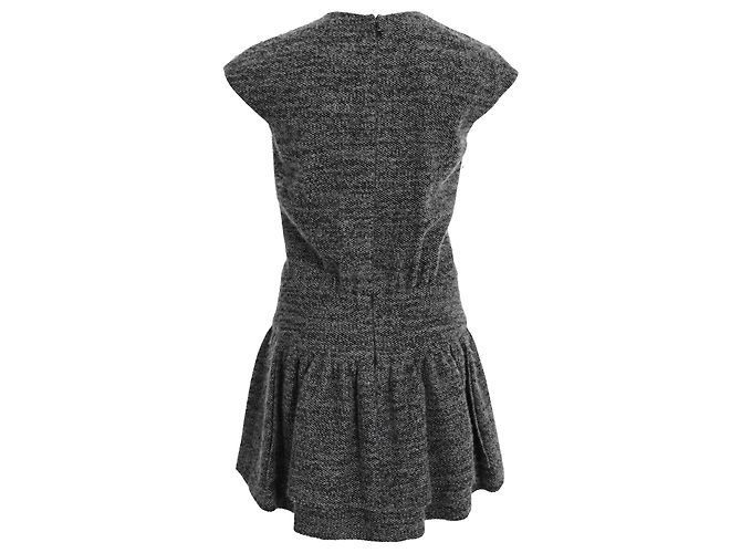 Timeless Vestido corto con cuello en V Chanel en lana gris - vista 3