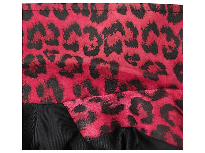 Jaqueta com franjas Saint Laurent em couro de cabra rosa com estampa de leopardo - vista 10