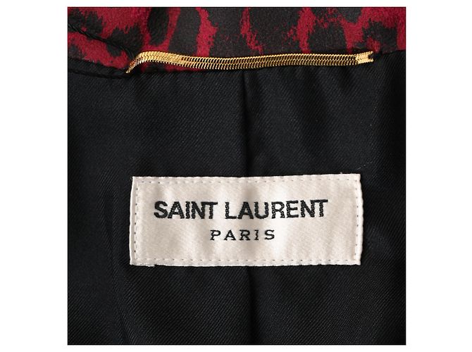 Jaqueta com franjas Saint Laurent em couro de cabra rosa com estampa de leopardo - vista 4