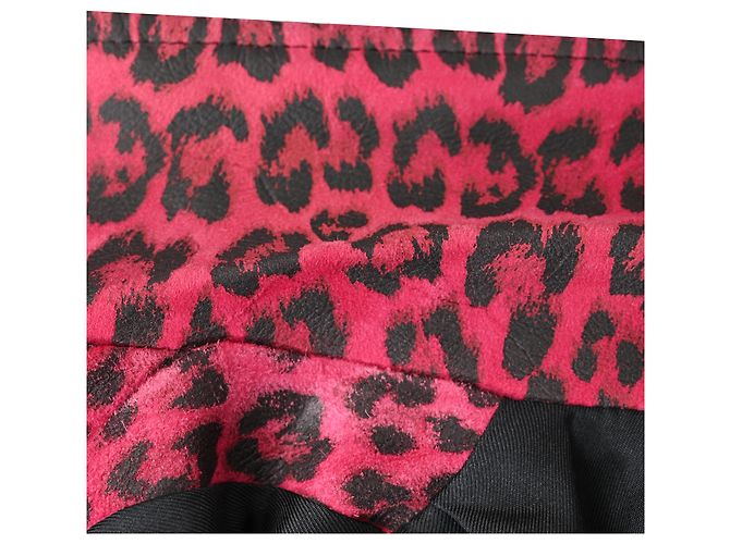 Jaqueta com franjas Saint Laurent em couro de cabra rosa com estampa de leopardo - vista 8