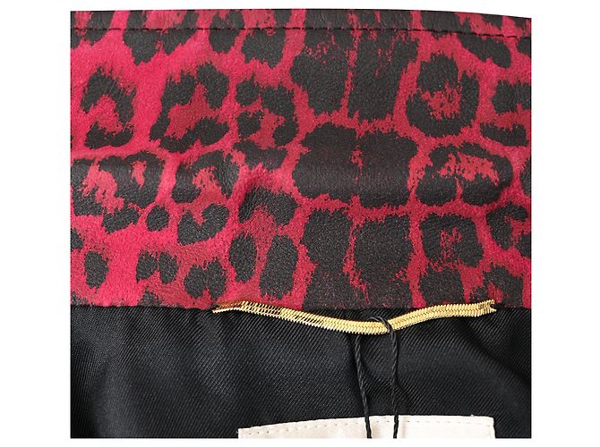Jaqueta com franjas Saint Laurent em couro de cabra rosa com estampa de leopardo - vista 9