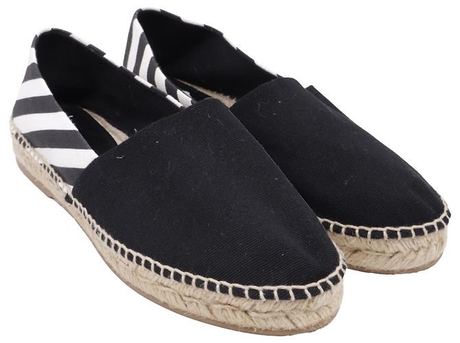 Off White Espadrilles slip-on listradas Off-White em lona preta Preto - vista 3