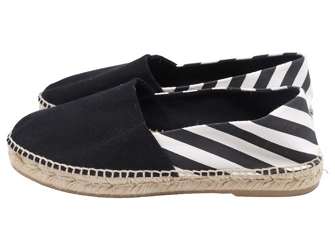 Off White Espadrilles slip-on listradas Off-White em lona preta Preto - vista 4