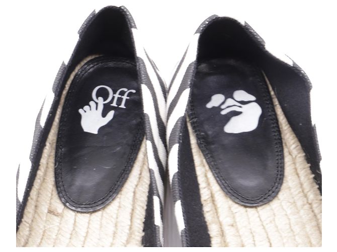 Off White Espadrilles slip-on listradas Off-White em lona preta Preto - vista 6