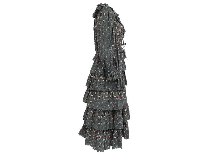 Vestido midi con volantes Odile de Ulla Johnson en algodón oliva Verde Verde oliva - vista 2