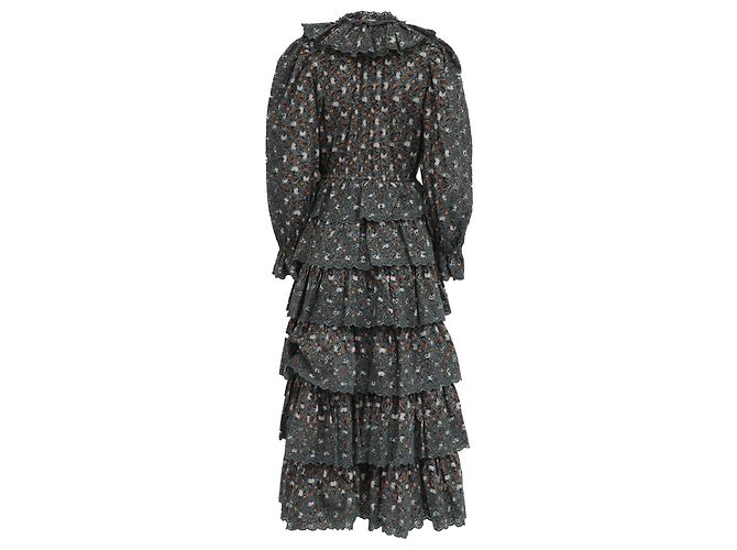 Vestido midi con volantes Odile de Ulla Johnson en algodón oliva Verde Verde oliva - vista 3