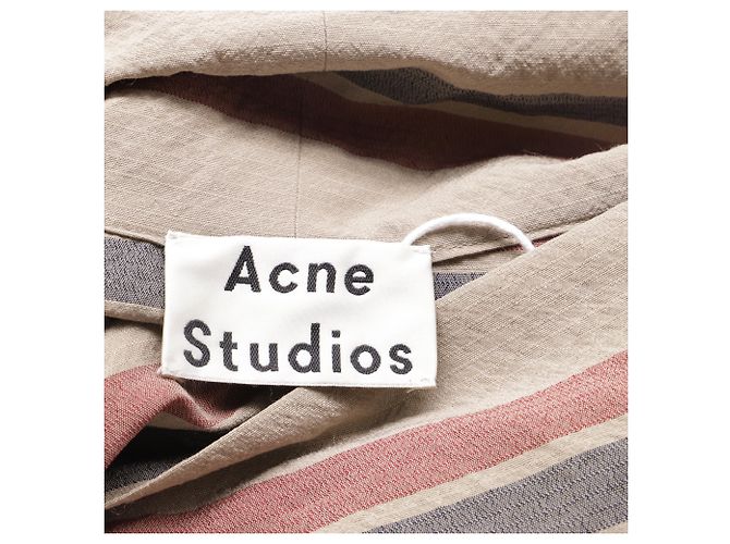 Acne Studios Gestreiftes Midi-Hemdkleid mit Gürtel aus mehrfarbiger Wolle Mehrfarben - Ansicht 5