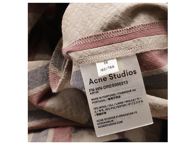 Acne Studios Gestreiftes Midi-Hemdkleid mit Gürtel aus mehrfarbiger Wolle Mehrfarben - Ansicht 6