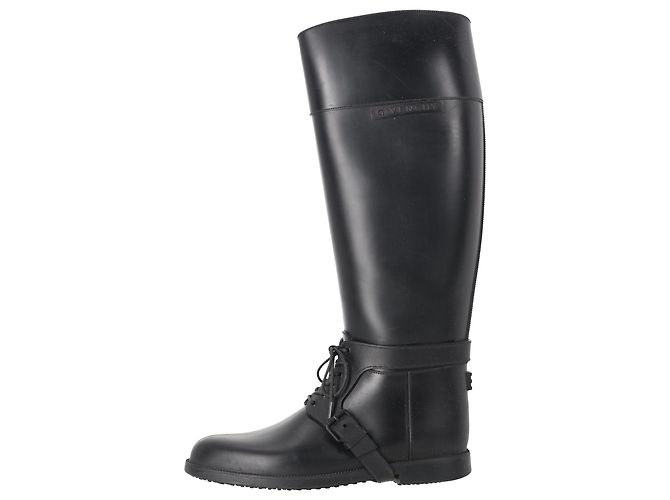 Stivali da pioggia alti con lacci Givenchy in gomma nera Nero - vista 2