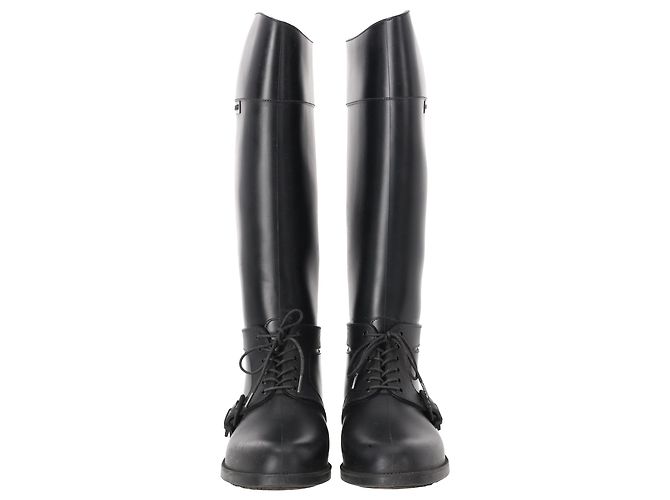 Stivali da pioggia alti con lacci Givenchy in gomma nera Nero - vista 4