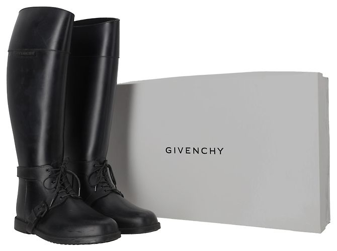 Stivali da pioggia alti con lacci Givenchy in gomma nera Nero - vista 5