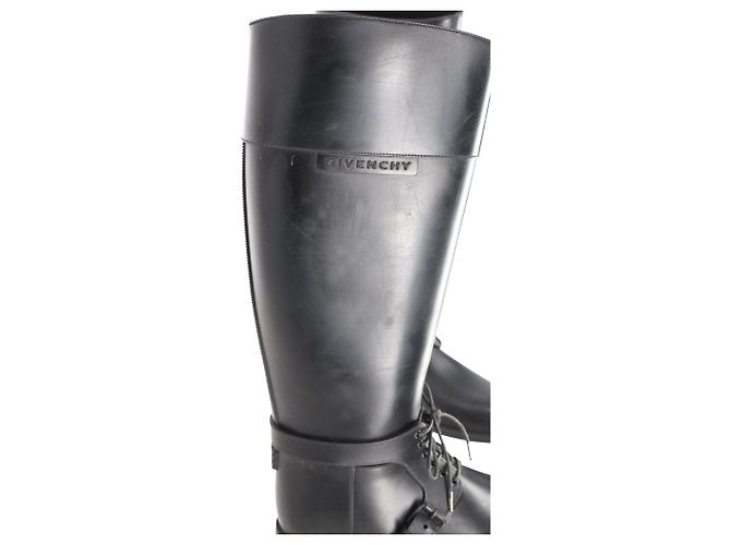 Stivali da pioggia alti con lacci Givenchy in gomma nera Nero - vista 7