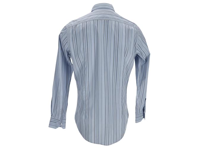 Etro Gestreiftes Button-Down-Hemd aus hellblauer Baumwolle - Ansicht 3