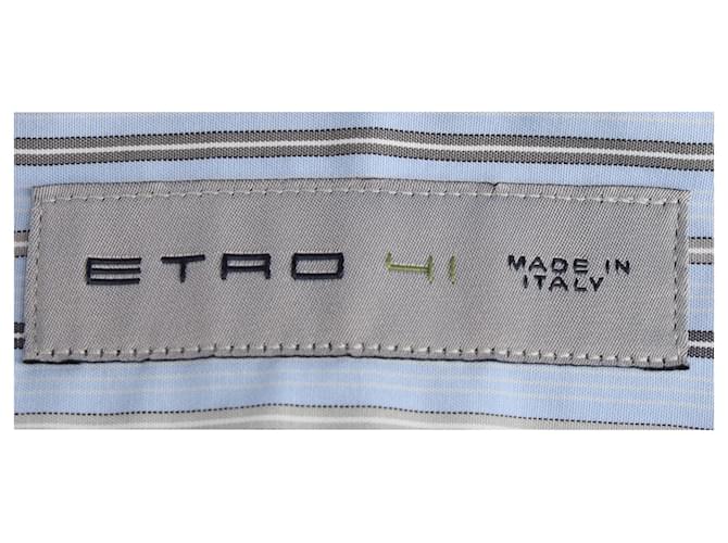 Etro Gestreiftes Button-Down-Hemd aus hellblauer Baumwolle - Ansicht 4