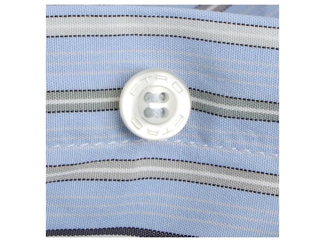 Etro Gestreiftes Button-Down-Hemd aus hellblauer Baumwolle - Ansicht 7