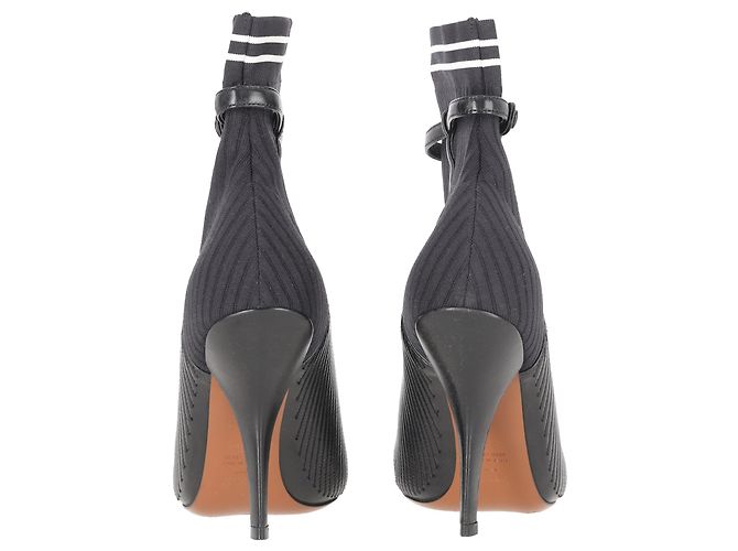 Botines Fendi de rayas en piel negra Negro - vista 3