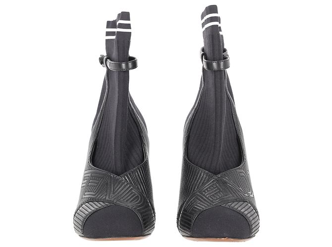 Botines Fendi de rayas en piel negra Negro - vista 4