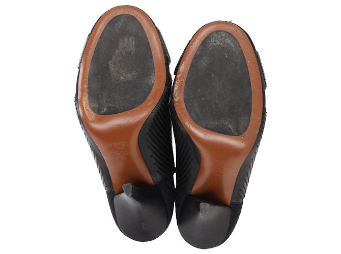 Botines Fendi de rayas en piel negra Negro - vista 5