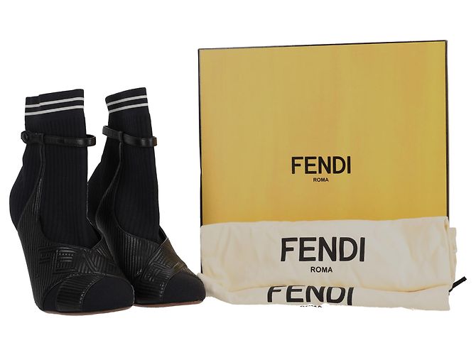 Botines Fendi de rayas en piel negra Negro - vista 7