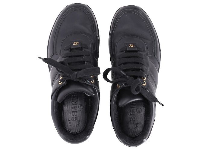 2.55 Sneakers low-top Chanel CC in pelle di vitello nera Nero - vista 6