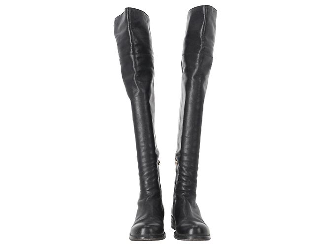 Botas altas Deron en cuero negro Jimmy Choo - vista 4