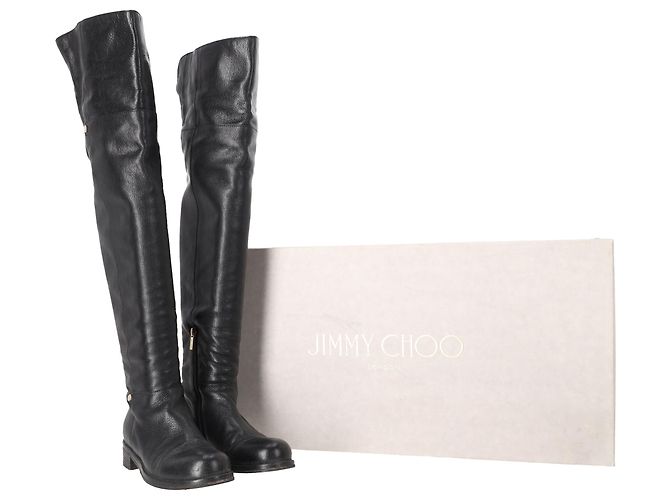Botas altas Deron en cuero negro Jimmy Choo - vista 6
