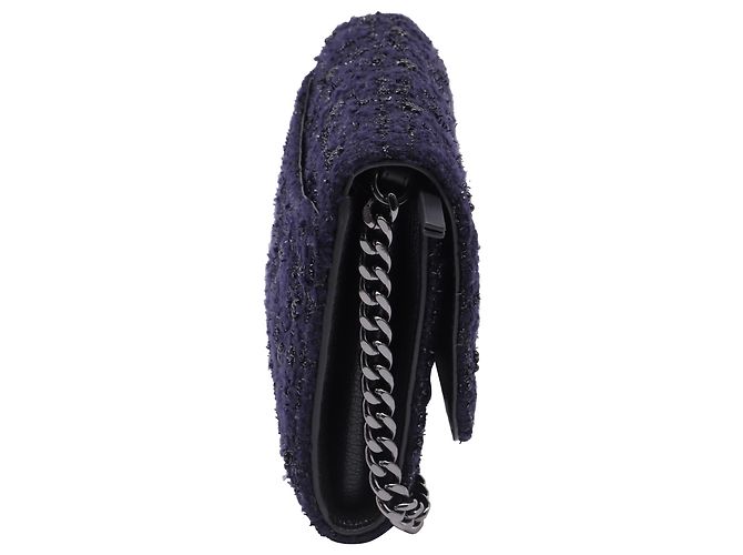 Borsa a tracolla in tweed Tory Burch in lana blu navy - vista 3