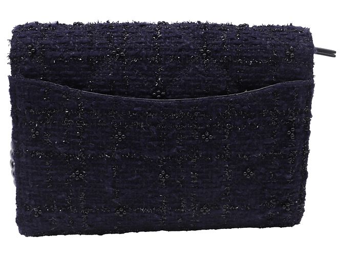 Borsa a tracolla in tweed Tory Burch in lana blu navy - vista 4