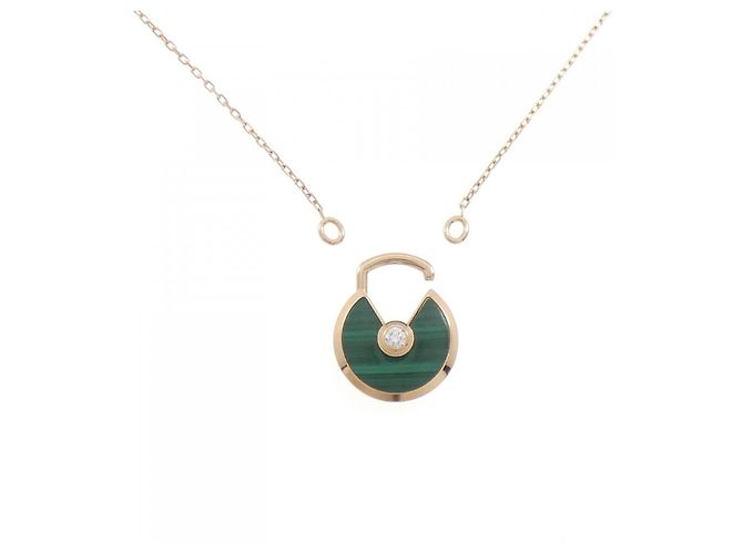 Collana Cartier Amulette 750Pink Gold Malachite Diamond Verde - vista 5