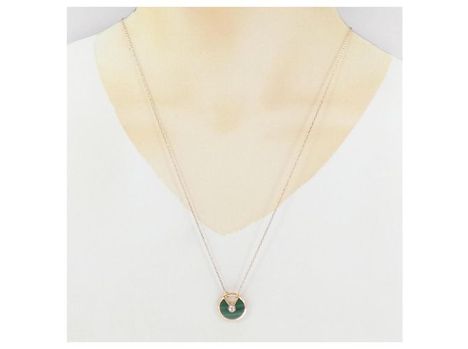 Collana Cartier Amulette 750Pink Gold Malachite Diamond Verde - vista 6