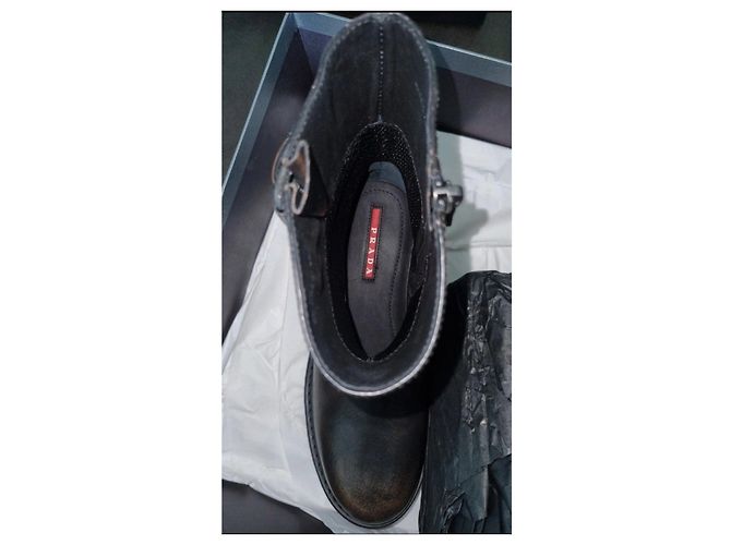 Prada Botas Biker Engineer Cuero Marrón Talla 35 Castaño - vista 4