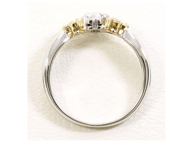 Autre Marque Platin- und Gelbgold-Ring mit Diamant Golden - Ansicht 3
